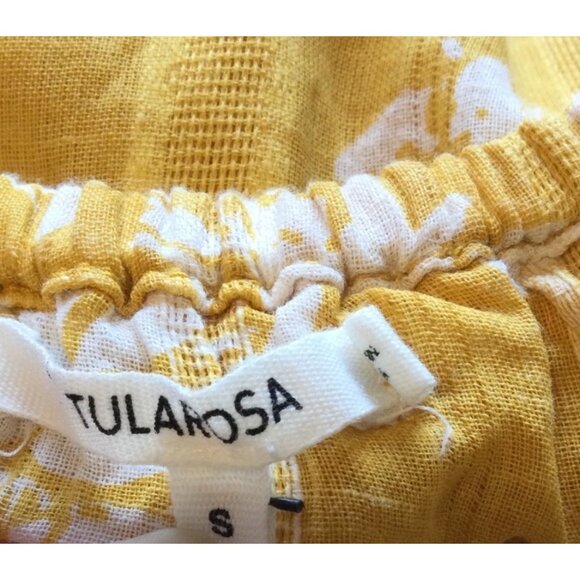 Tularosa Womens Roma Smocked Tiered Mini Dress Yellow Floral Ruffle Size S Cotta - Picture 3 of 10